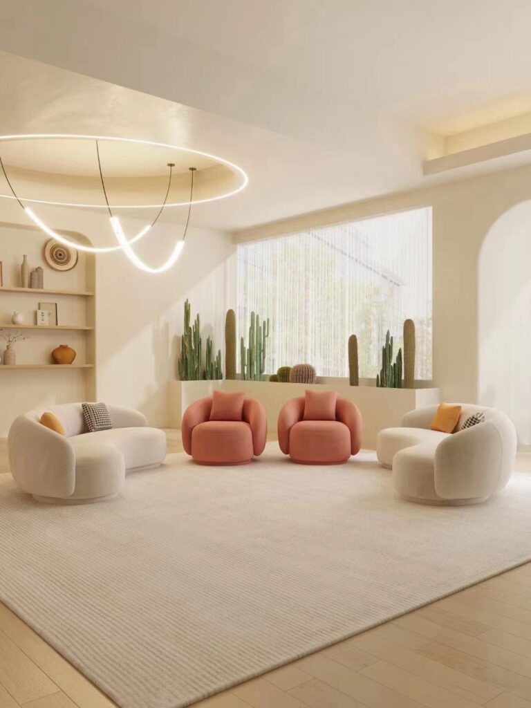 Living Room Sofas Customized modern luxury fashion Italian curved living room sofa Lamb velvet pea sofa