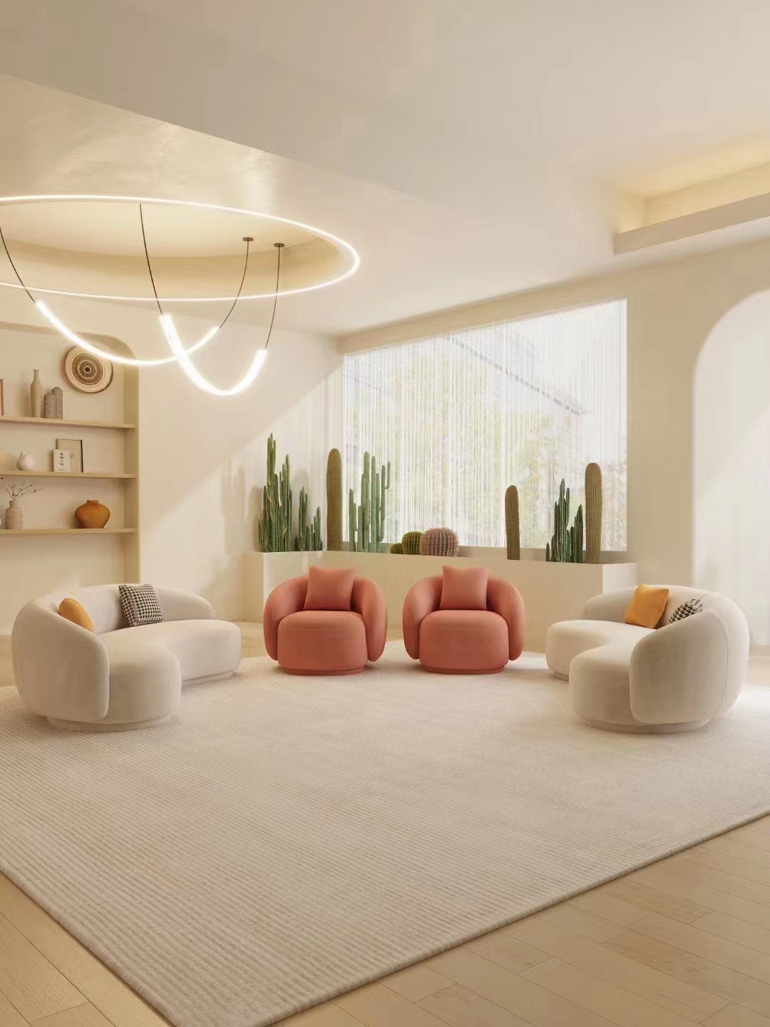 Living Room Sofas Customized modern luxury fashion Italian curved living room sofa Lamb velvet pea sofa