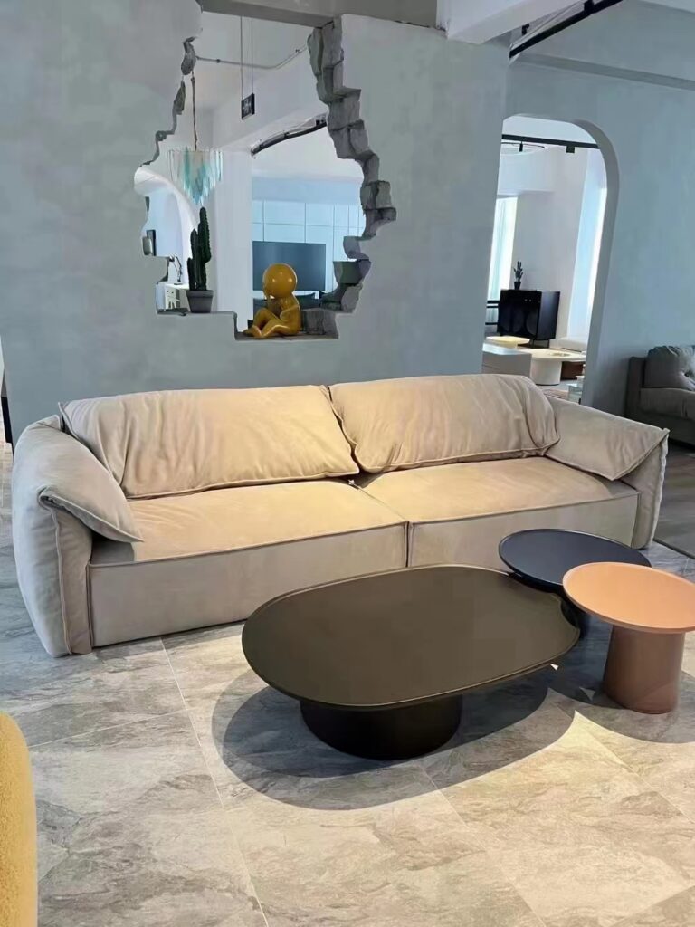 Elephant ear sofa double small apartment living room cream style straight row net red style designer technology fabric sofa