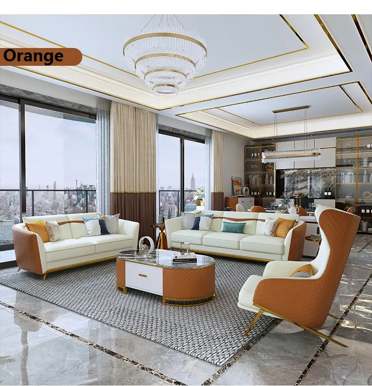 luxury l shaped living room sofa set furniture lounge sofa set 7 seater leather couch sofa