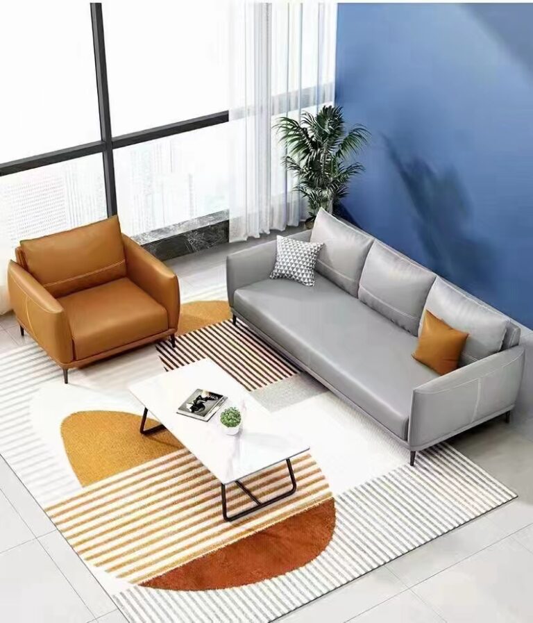 Modern Leather Sofa Living Room Simple Top Layer Leather Light Luxury Style Brown Straight Row One-Line Italian Sofa
