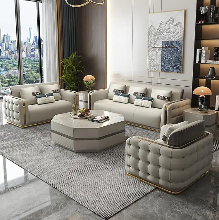 China Factories designs sofas contemporary victorian sectionnel top genuine leather l type upholstered foam sofa