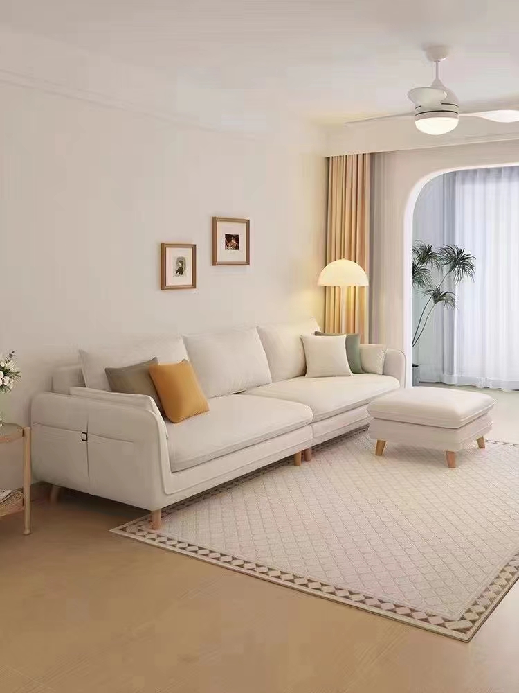 New Arrival Modern minimalist high elastic leisure leather sofa 3-Seater