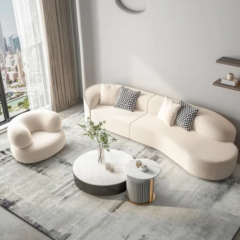 modern home house living room furniture upholstery velvet fabric reception l shape curved sofa se