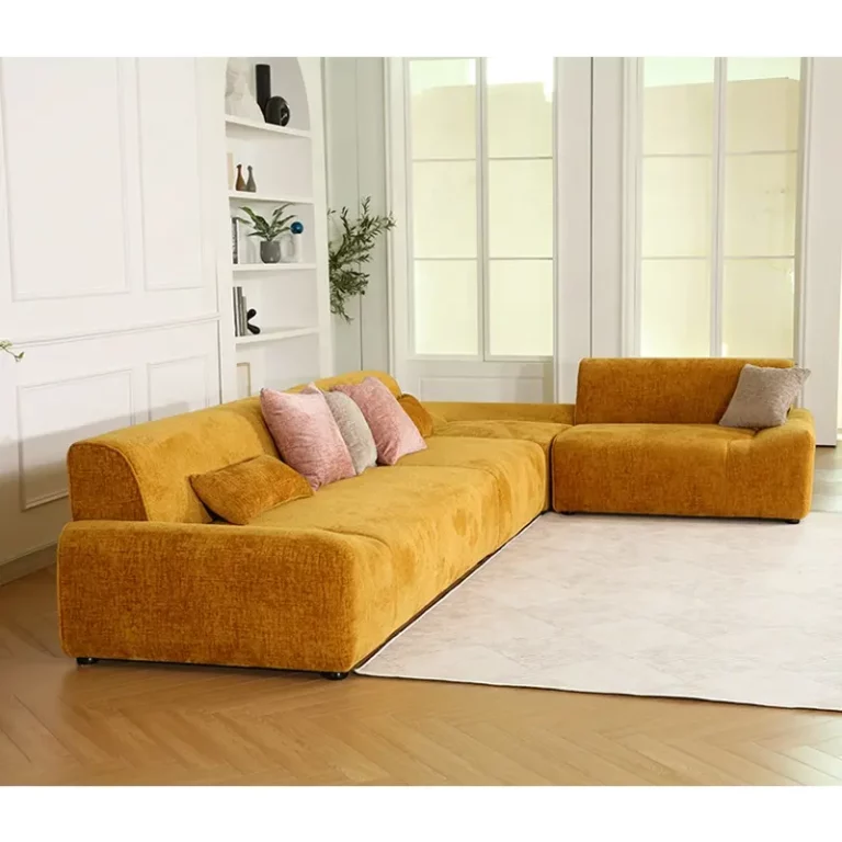 New Nordic Design Lazy 3 Seater 7 Seat Home Sectional Orange Fabric Combination Living Room Set Sofas