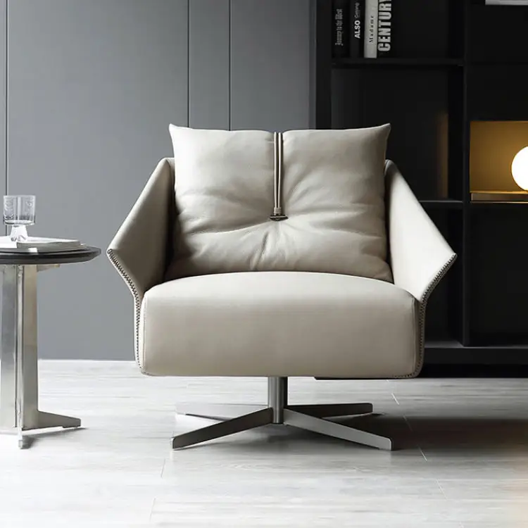 Nordic sofa chair modern apartment living room lounge chair recliner leather chair