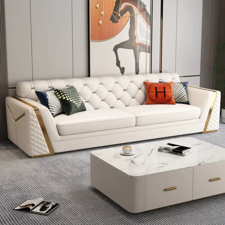 High quality modern couch luxury living room furniture white leather sectional sofa set