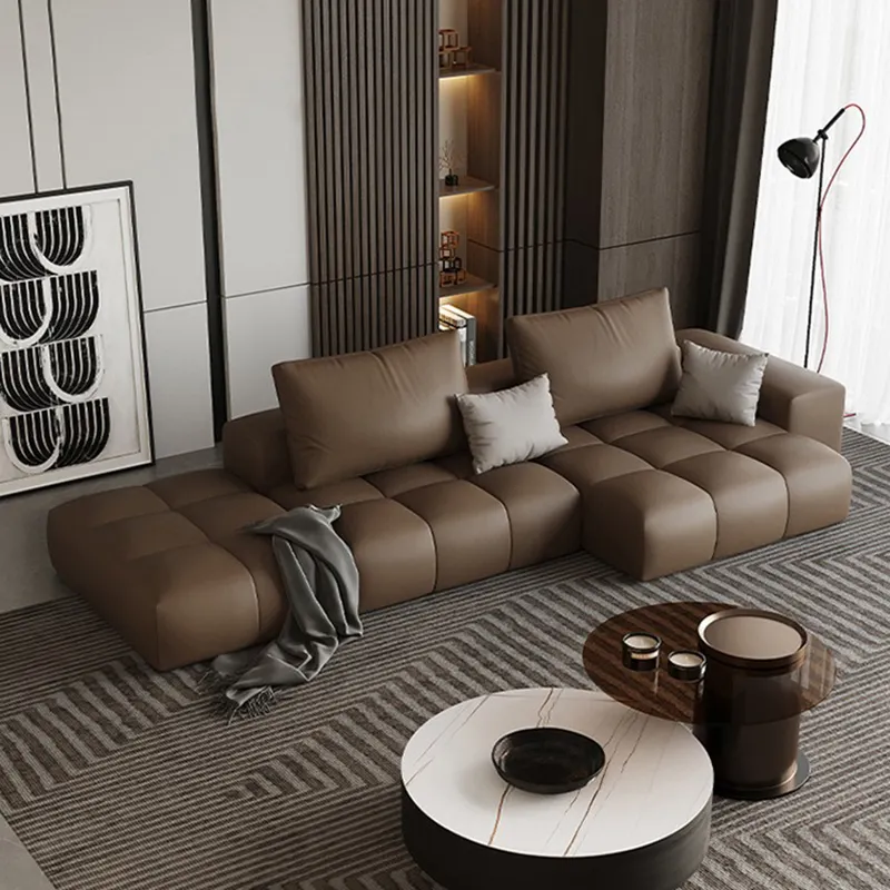 Designer l shape relax comfortable module modular corner floor sofa set for living room mall