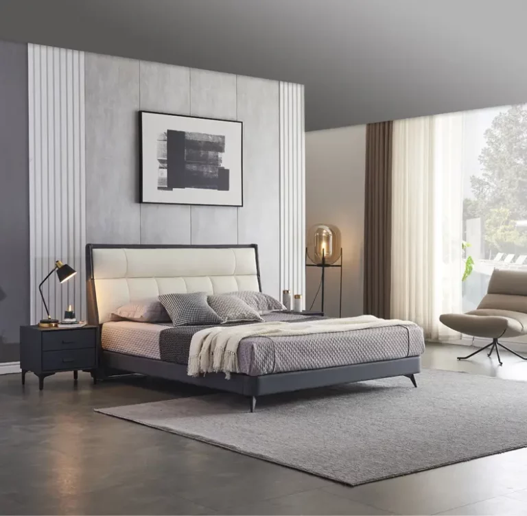 Leather light luxury modern double bed 1.8 meters master bedroom king bed soft package bed luxury furniture bedroom