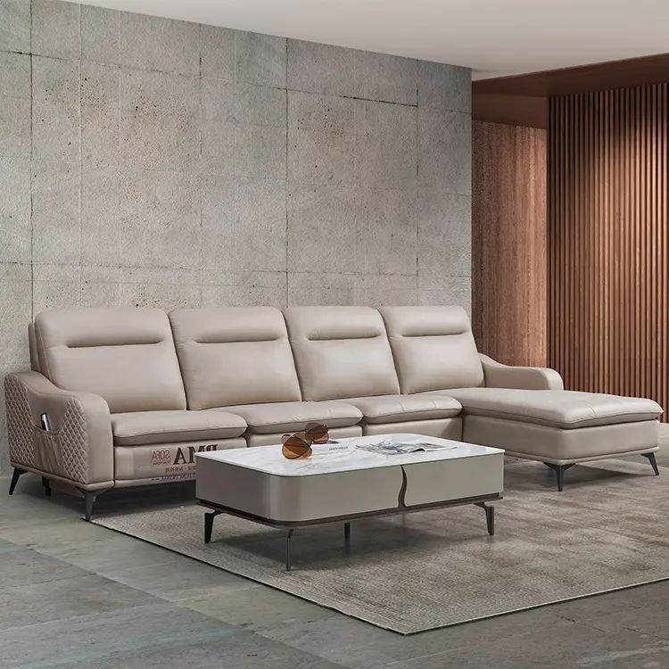 Lounge Luxury Modern Leather Couch Home Designs Furniture Living Room Sofa Leather Recliner Smart Sofa Set