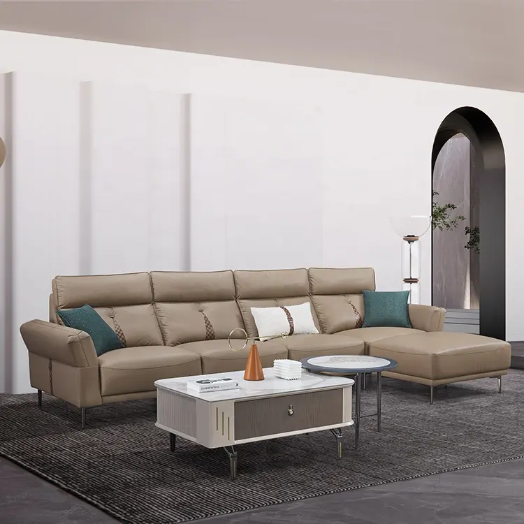 Nordic Modern Home Sofa Set Furniture Modular Sectional Water-based Ecological Leather Sofas For Living Room