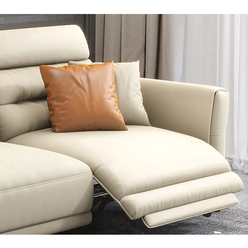 Multifunctional electric light luxury Italian sofa living room L-shaped combination European leather sofa