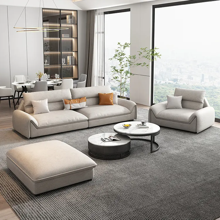 Light luxury style wash-free technology cloth sofa living room modern minimalist straight row Nordic three-seater fabric sofa