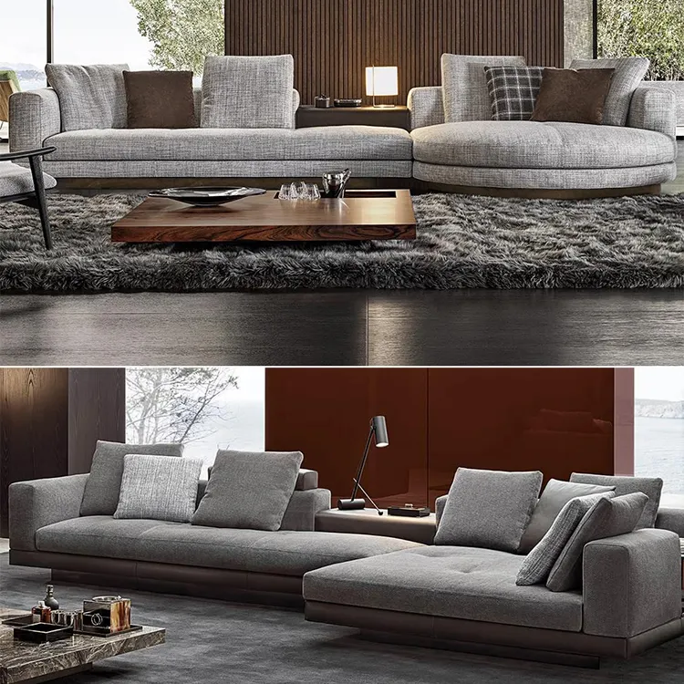 Italian Sofa Minimalist Fabric Art Living Room Modern Minimalist Size Simple And Stylish Villa French Leather Big Sofa
