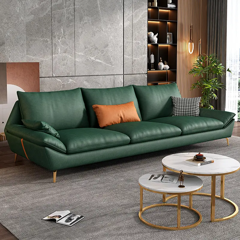 Light luxury technology fabric latex sofa modern straight double three-seat simple living room minimalist big sofa