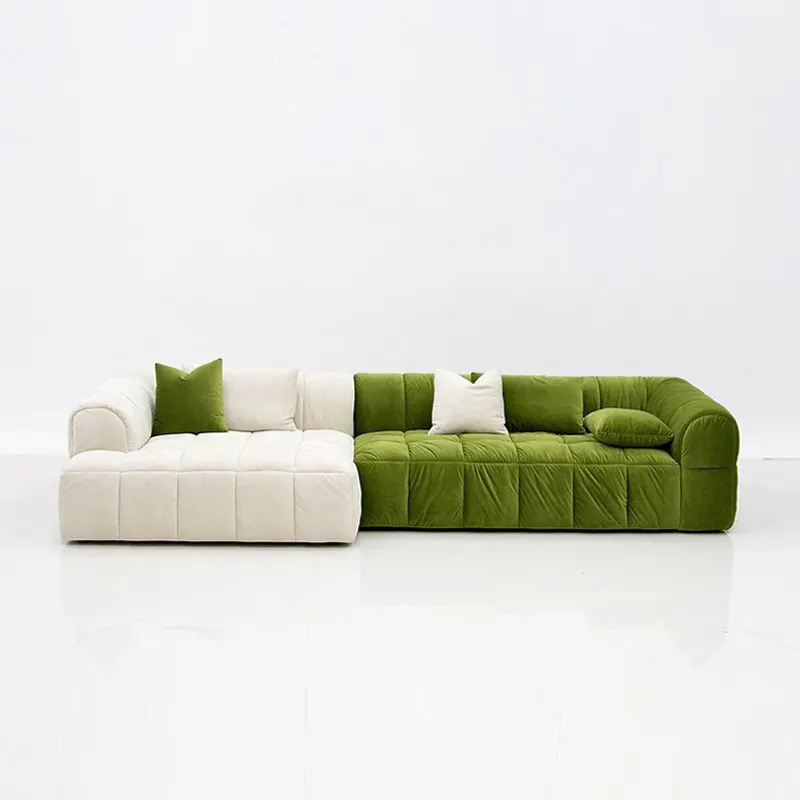 Italian Sofa Simple Color Matching Double-Sided Fabric Combination Living Room Bedroom Cream Wind Leather Sofa