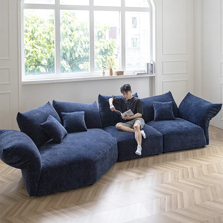 Italian modern living room sofas sectional modular lazy adjustable couch luxury petal sofas set