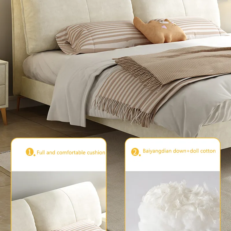 Fabric bed light luxury modern simple cream wind technology cloth bed master bedroom ins girls' soft bag bed