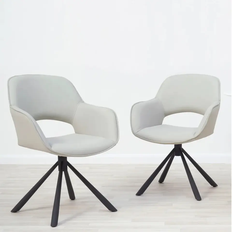 Stylish swivel dining chair armchair custom fabric pu leather dining chair elegant white dining chair
