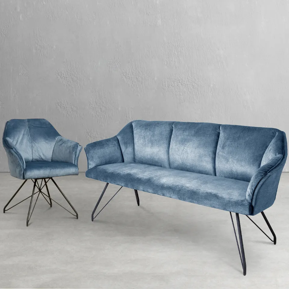 Minimalist Modern Long Dining Chairs Velvet Single Seat Dining Chair High Back Fabric Armchair Dining Chair Set