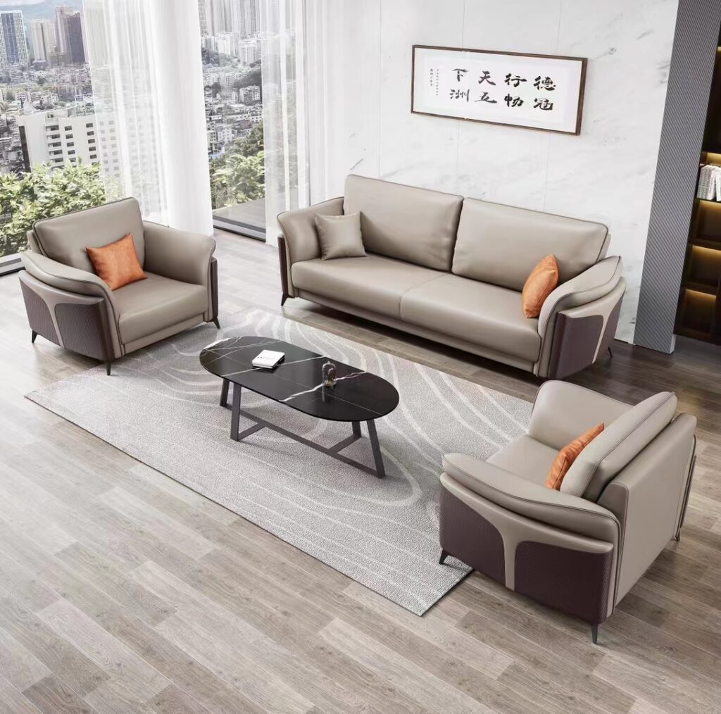Light luxury technology fabric latex sofa modern straight double three-seat simple living room minimalist big sofa