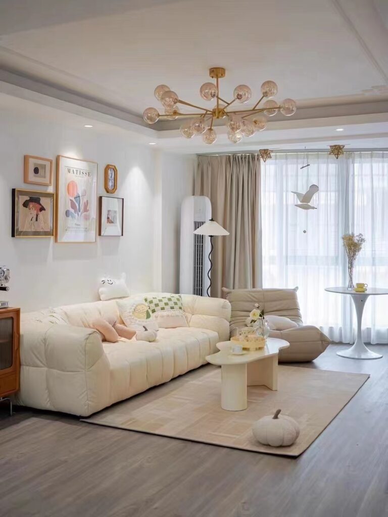 Luxury Sofa Set Design Lounge  Modern Minimalist White fabric Designer Couches