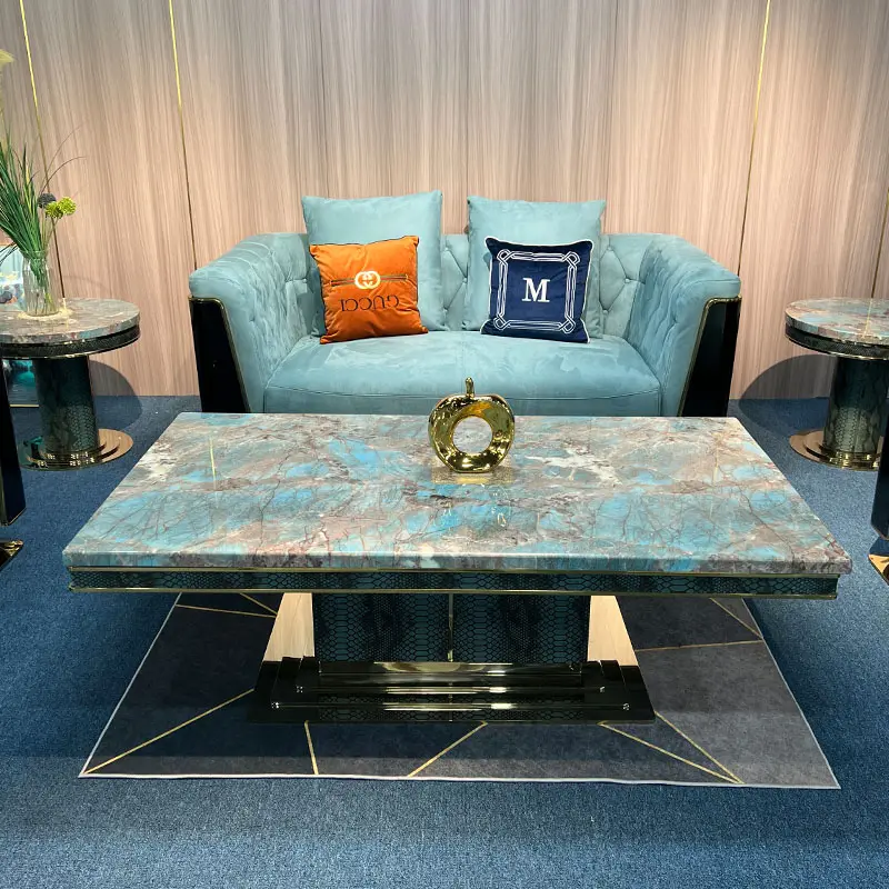 Royal sectional l-shape single loveseat three seater velvet sofa set with coffee table side table