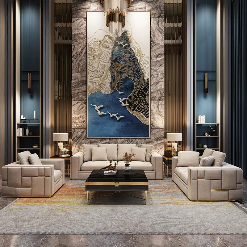 Italian luxury living room furniture modern l shape couch 1 2 3 seater fabric leather sofa set for home