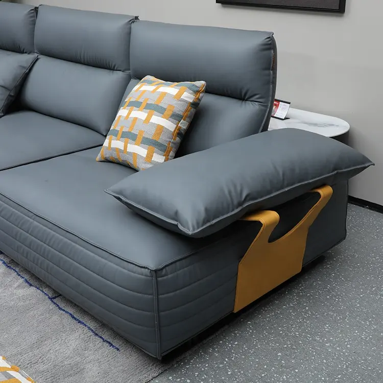 Best Selling Modern 1 Shaped Small Rooms High Density Leather Sofa Furniture Set Bed Modern Sofas