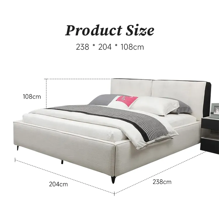 Customizable Multifunction Model Furniture Italian Faux Leather Sleigh Hotel Beds Wooden Luxury Design Leather Bed Set