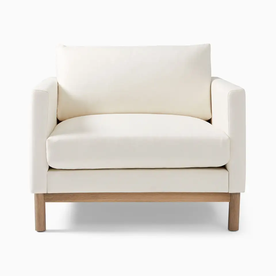 Luxury relax leisure home furniture modern armchair single sofa living room chair with wood base