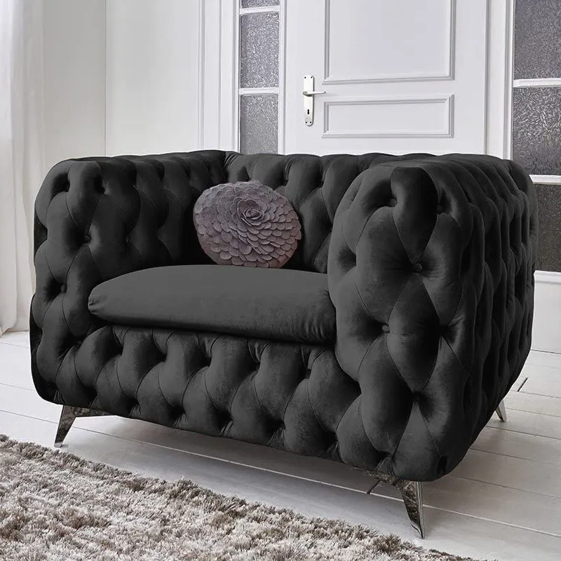 2023 Factory Wholesale New Modern Chesterfield Sofa Chair Velvet Home Office Living Room Sofa Set Furniture