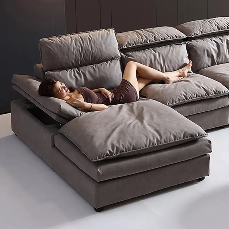 Light luxury fabric sofa living room solid wood feather down european leather sofa home furniture french sofa set