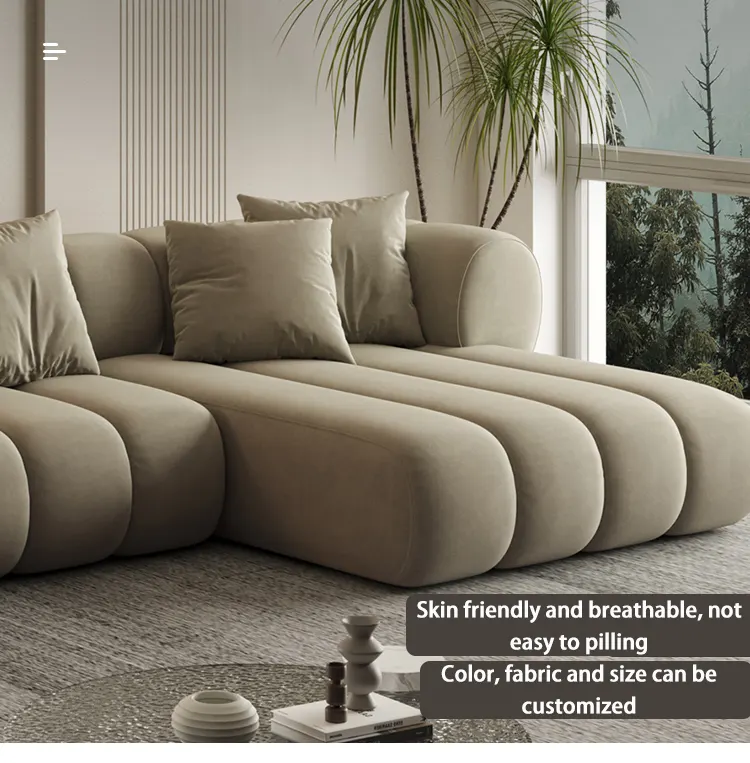 Cloud sofa living room caterpillar Nordic simple large apartment corner technology-fre cloth light luxury modern sofa