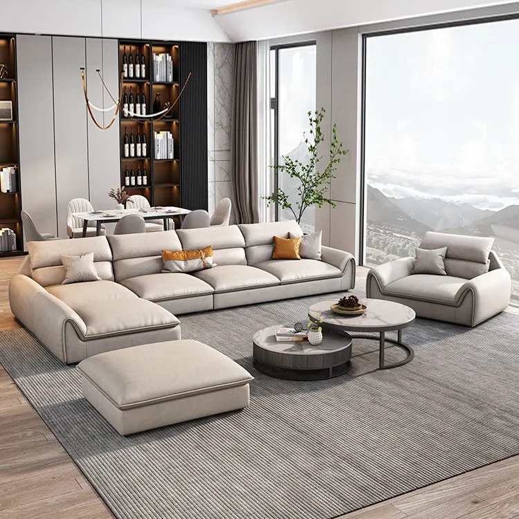Light luxury style wash-free technology cloth sofa living room modern minimalist straight row Nordic three-seater fabric sofa