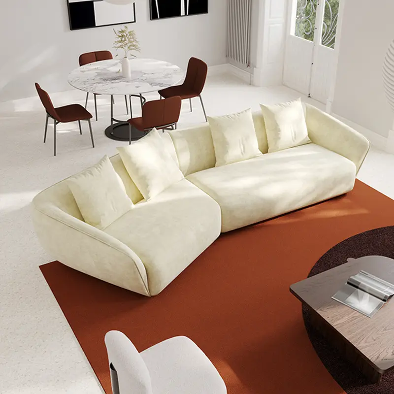 Italian Light Luxury Technology Fabric Sofa Nordic Minimalist Curved Living Room Combination Fabric Sofa