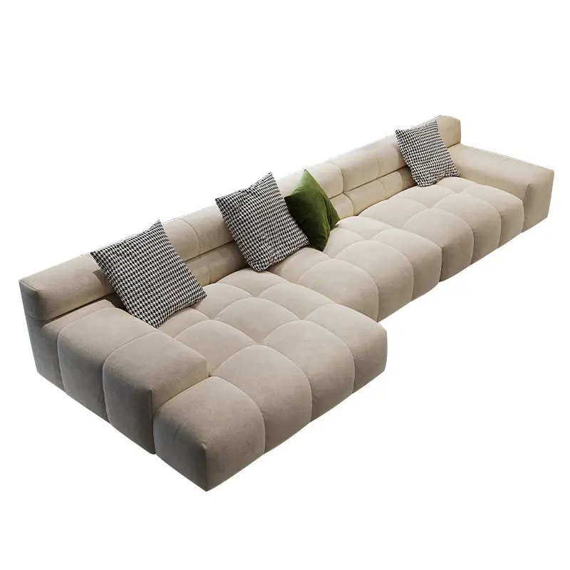Italian scrub cloth puff tofu block technology fabric sofa living room light luxury modern small apartment sofa