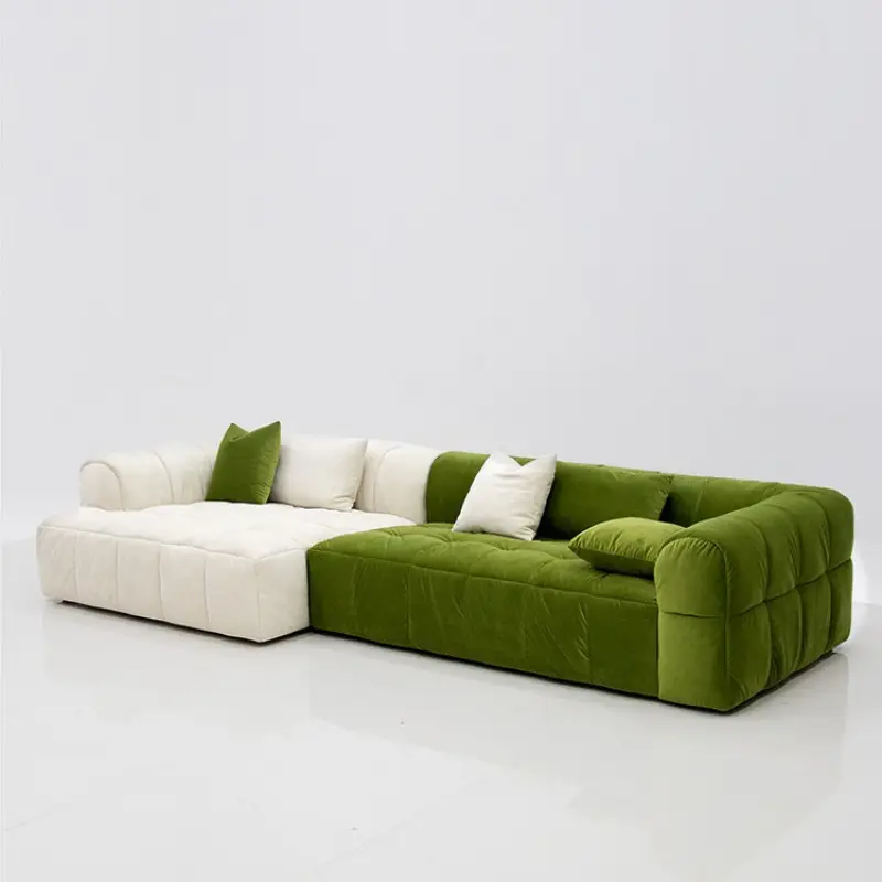 Italian Sofa Simple Color Matching Double-Sided Fabric Combination Living Room Bedroom Cream Wind Leather Sofa