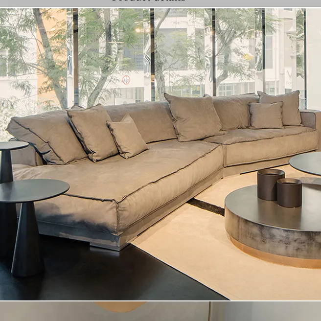 Luxury Contemporary Furniture Set Modern Gray Leather Corner Couch sofa Living Room Apartment Sectional Sofa