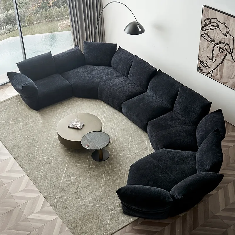 Italian modern living room sofas sectional modular lazy adjustable couch luxury petal sofas set