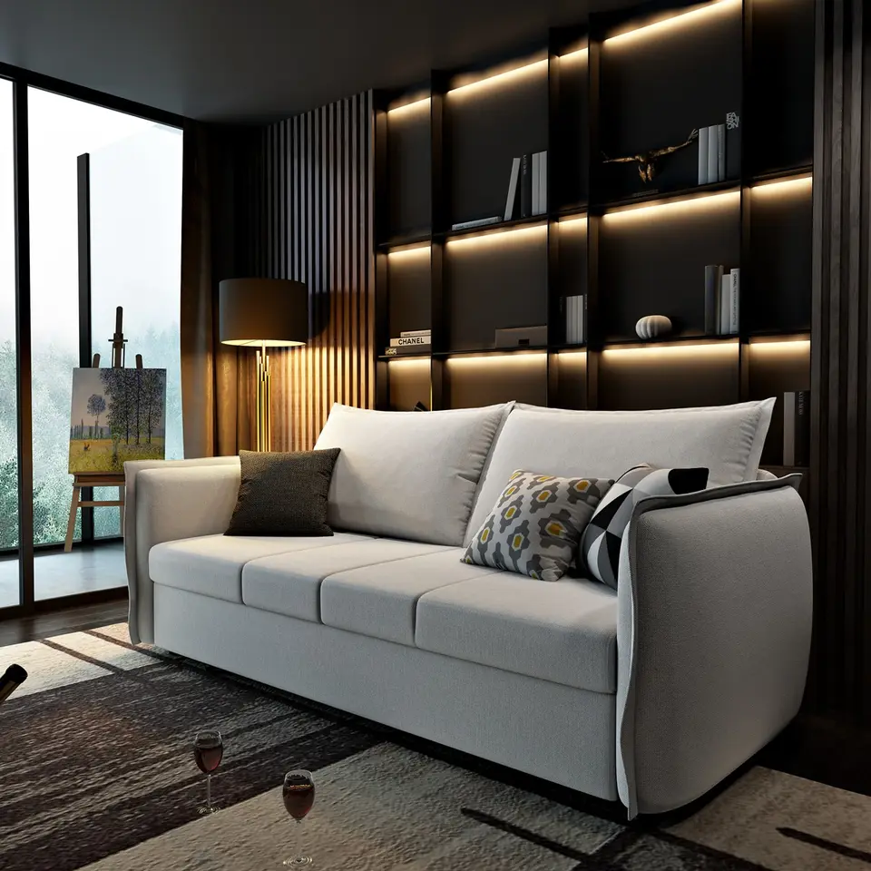 Soft velvet fold sofa cum bed with price modern Sleeper futon sofa bed convertible with storage linen folding sofa bed furniture