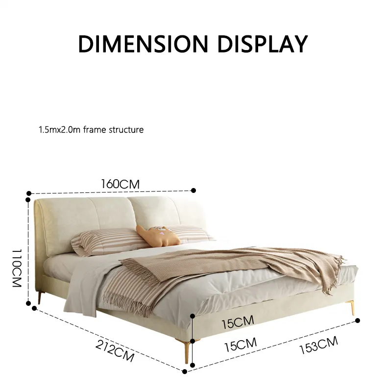 Fabric bed light luxury modern simple cream wind technology cloth bed master bedroom ins girls' soft bag bed