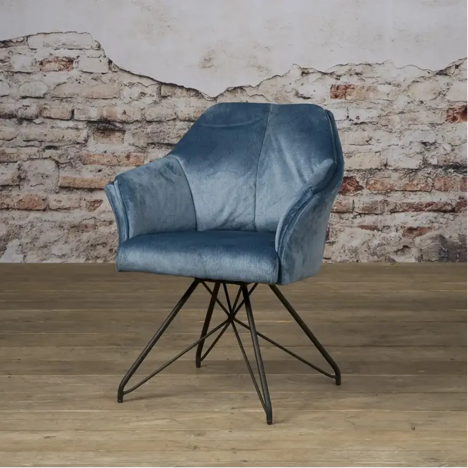 Minimalist Modern Long Dining Chairs Velvet Single Seat Dining Chair High Back Fabric Armchair Dining Chair Set