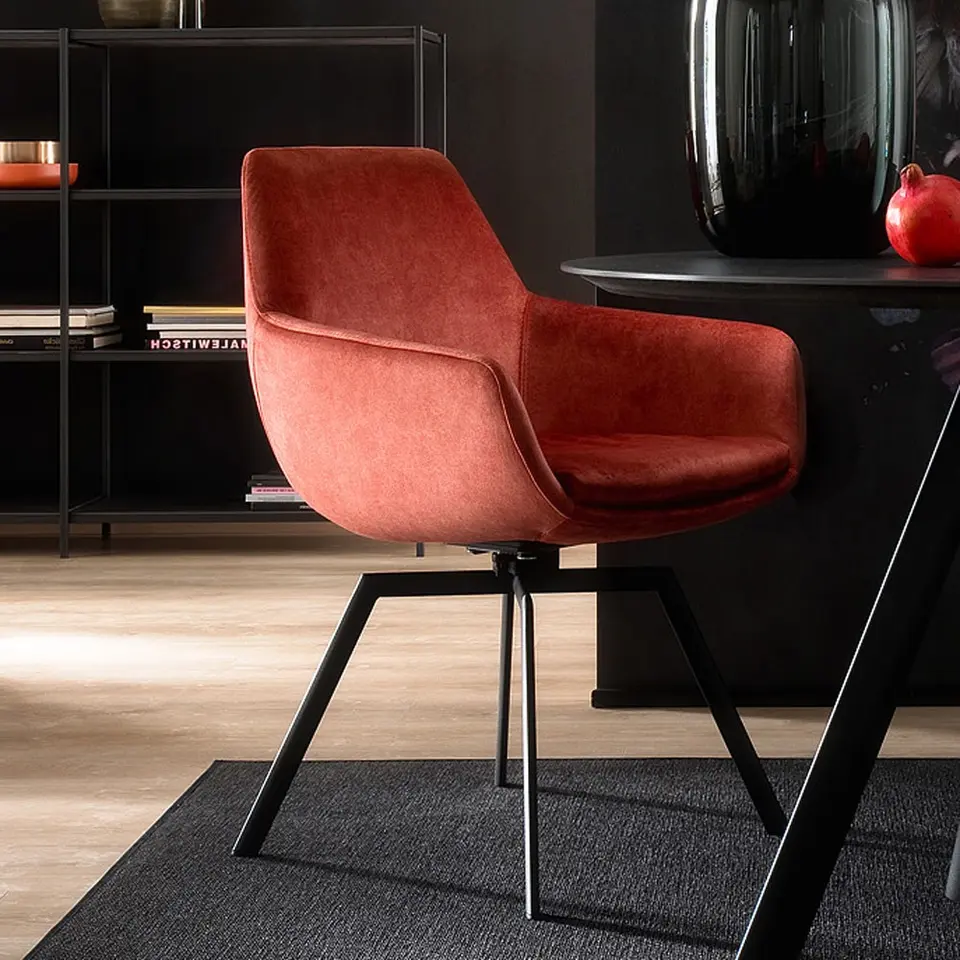 High grade velvet fabric dining chair sponge cushion armchair fashionable ideas swivel dining chair