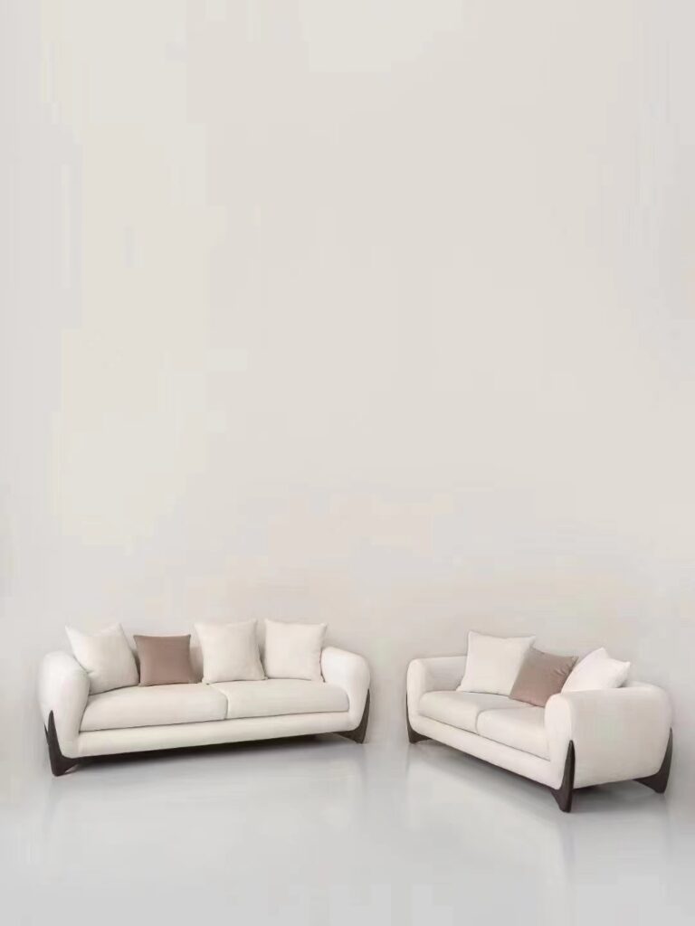 Italian minimalist fabric lamb velvet sofa set shaped curved light luxury Nordic modern corner sofa bed