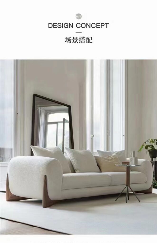 Italian Minimalist Sofa Modern Minimalist Light Luxury Living Room Straight Row Tofu Block Lamb Velvet Square Sofa