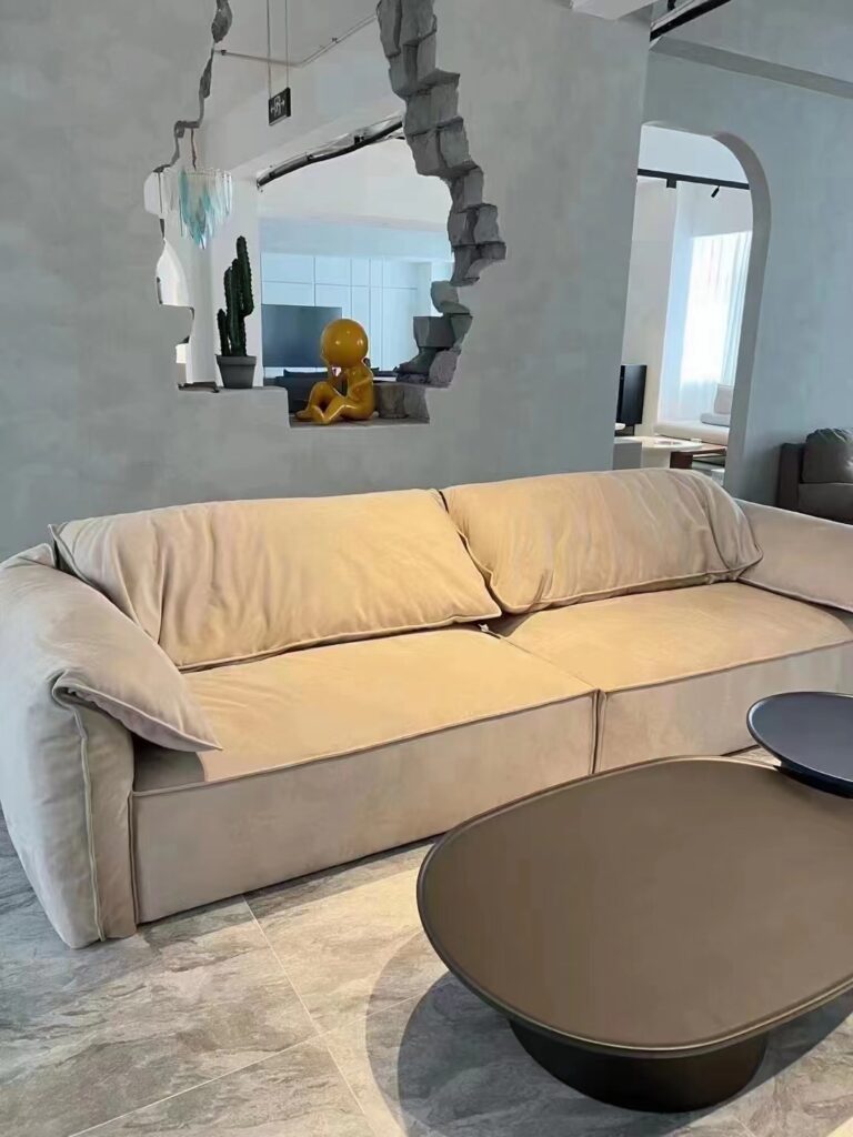 Elephant ear sofa double small apartment living room cream style straight row net red style designer technology fabric sofa