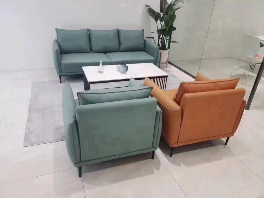 Modern Leather Sofa Living Room Simple Top Layer Leather Light Luxury Style Brown Straight Row One-Line Italian Sofa