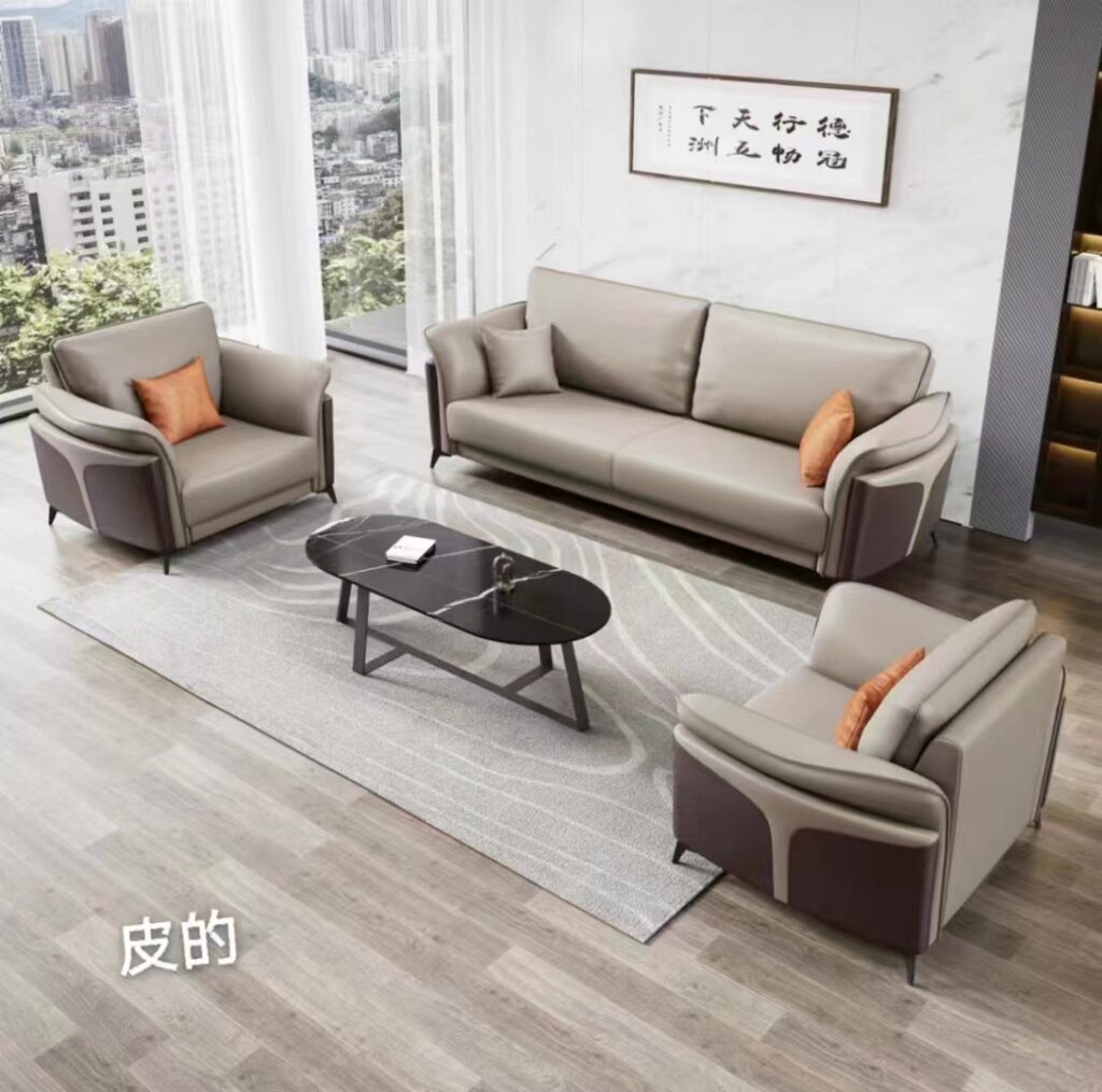 Light luxury technology fabric latex sofa modern straight double three-seat simple living room minimalist big sofa