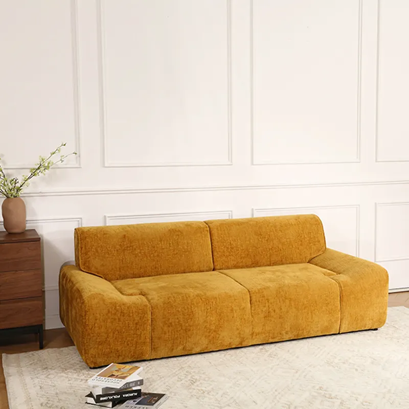 New Nordic Design Lazy 3 Seater 7 Seat Home Sectional Orange Fabric Combination Living Room Set Sofas